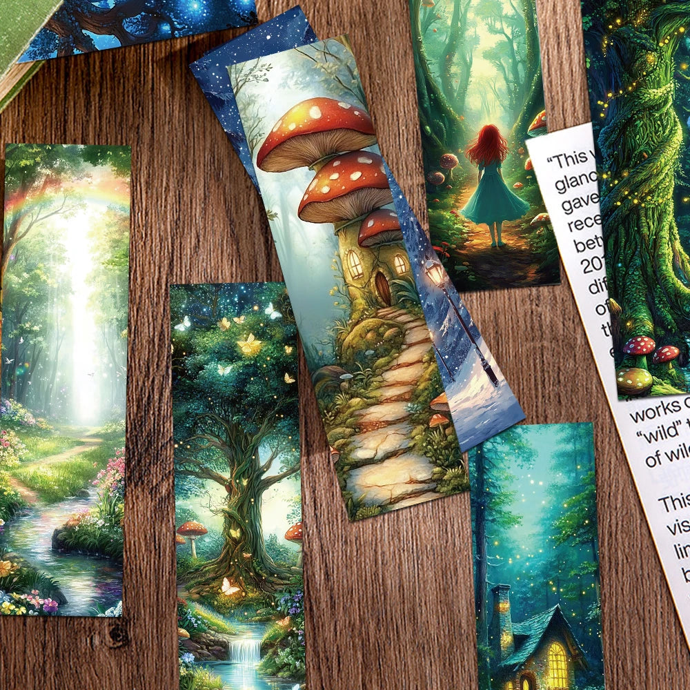 Marque-pages artisanale: Design forêt mystérieuse -(x30)