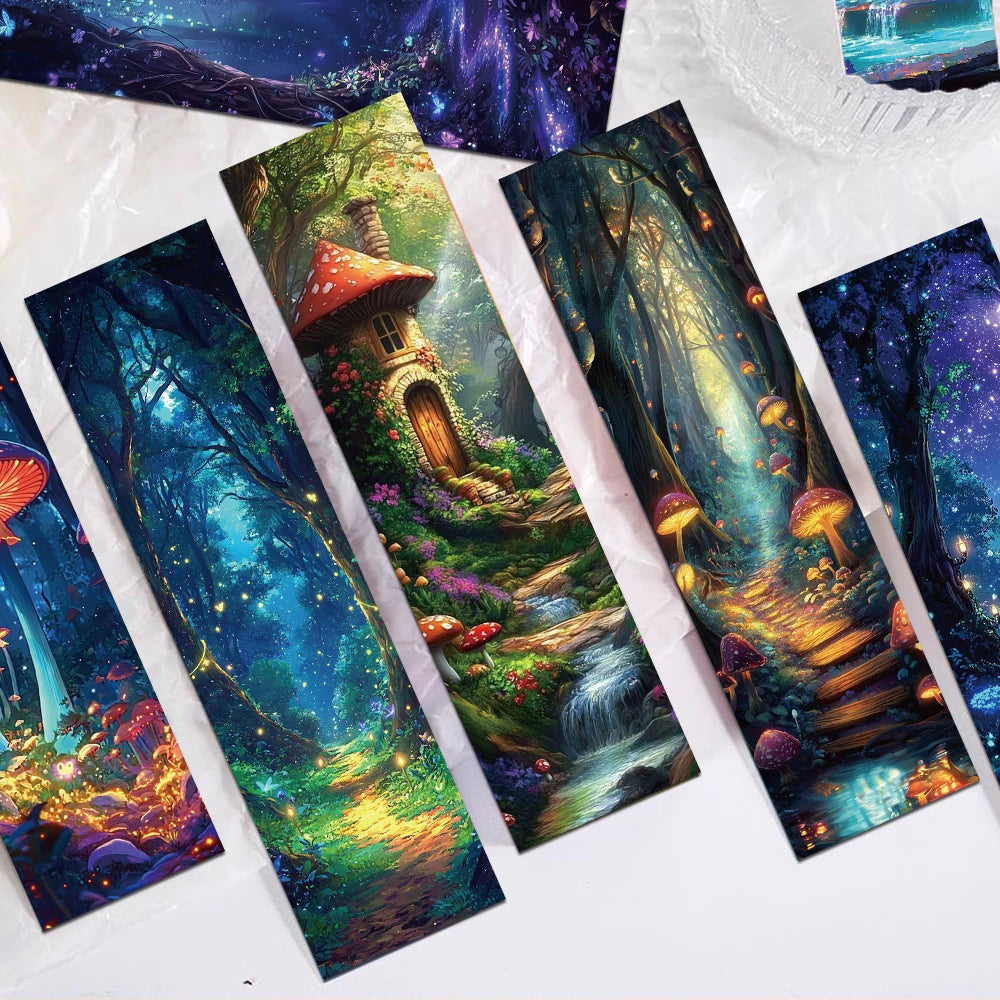 Marque-pages artisanale: Design forêt mystérieuse -(x30)