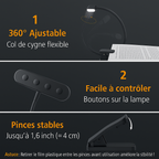 Lampe de lecture à pince - 9 modes