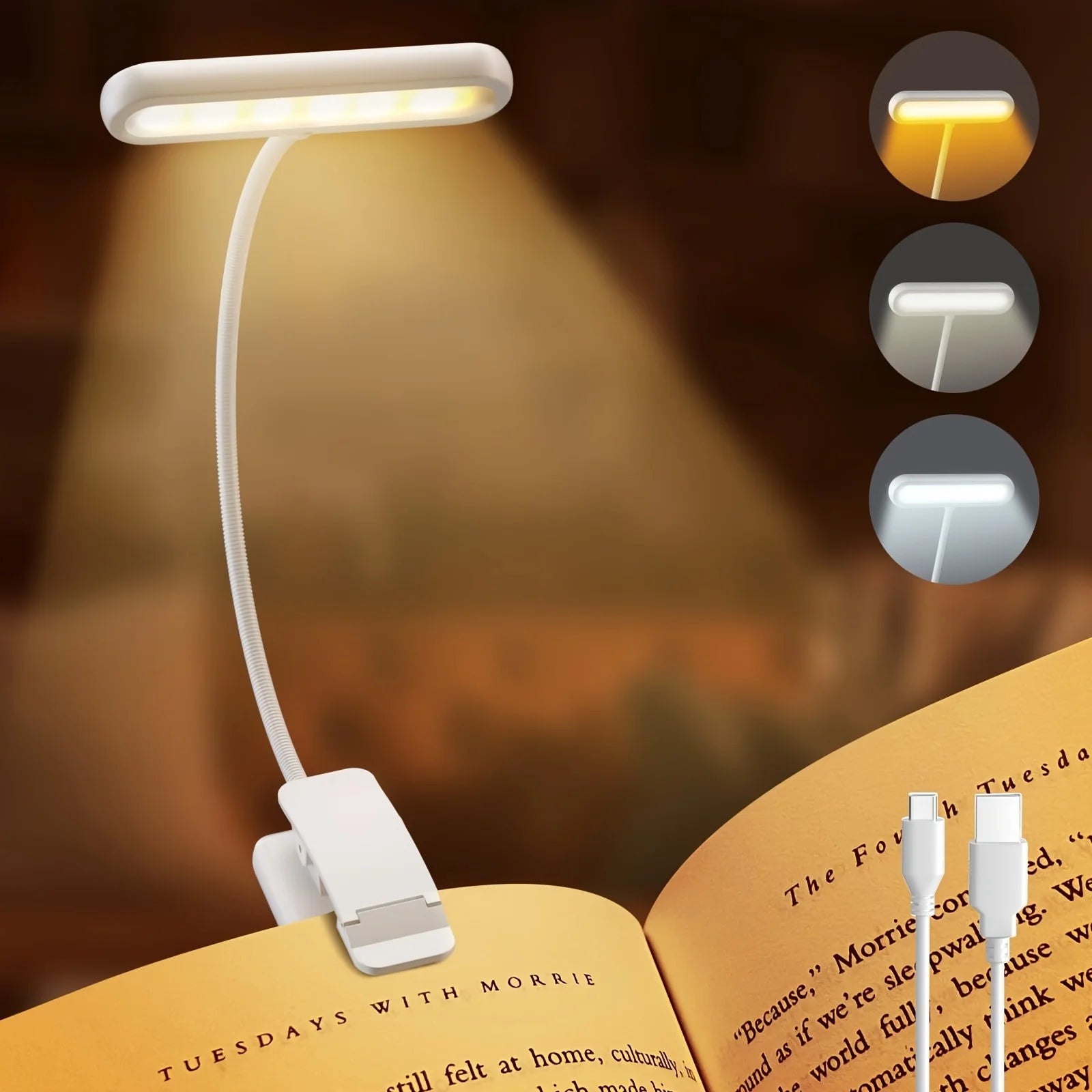 Lampe de lecture à pince - 9 modes