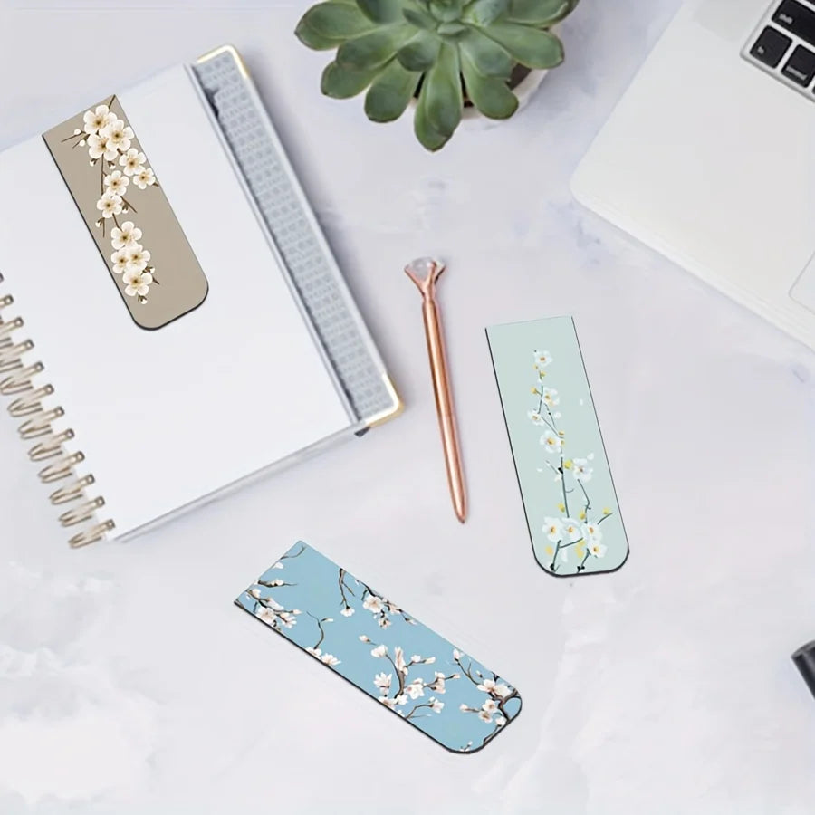 Marques-pages magnétiques:  Design florale (X12)